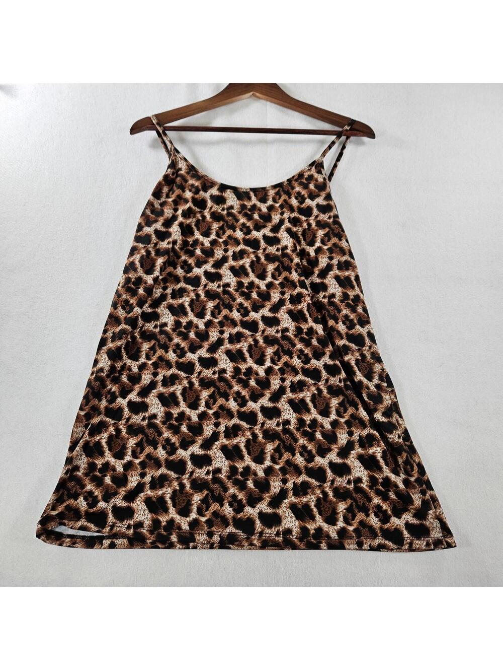 K. Jordan Womens XL Brown Leopard Print Cami Tank Top Stretch Casual